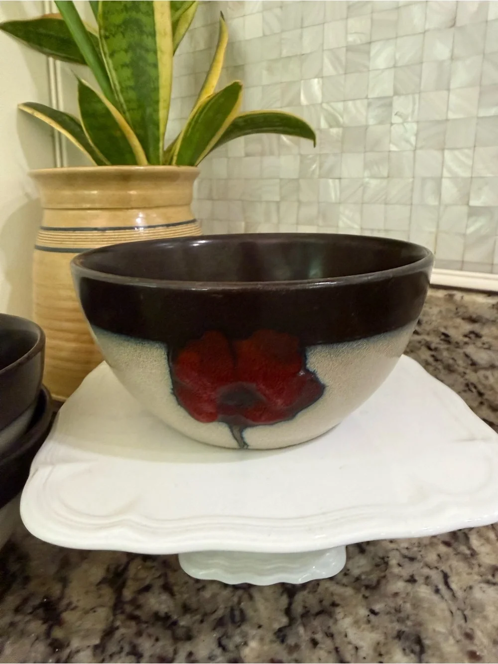 Pfaltzgraff Sarina Painted Poppies Soup Cerral Bowls Set of 3
